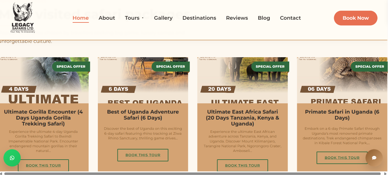 Legacy Safaris Ltd Website